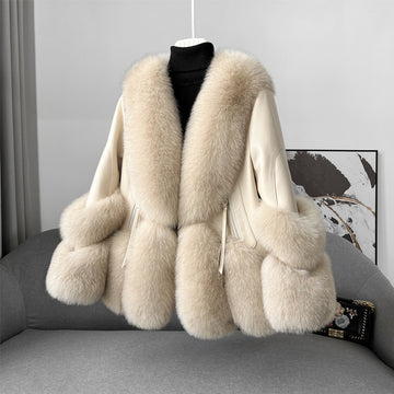 Seduction Styles Genuine Leather Women's Fur Coat A Young Down Jacket