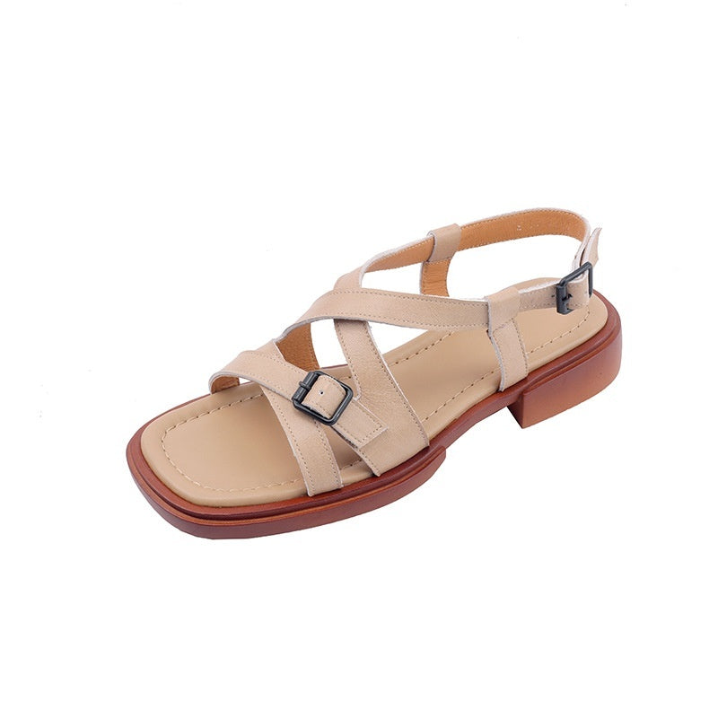 Seduction Styles Genuine Leather Retro Cross Strap   Open Toe Sandals Stylish Sandal