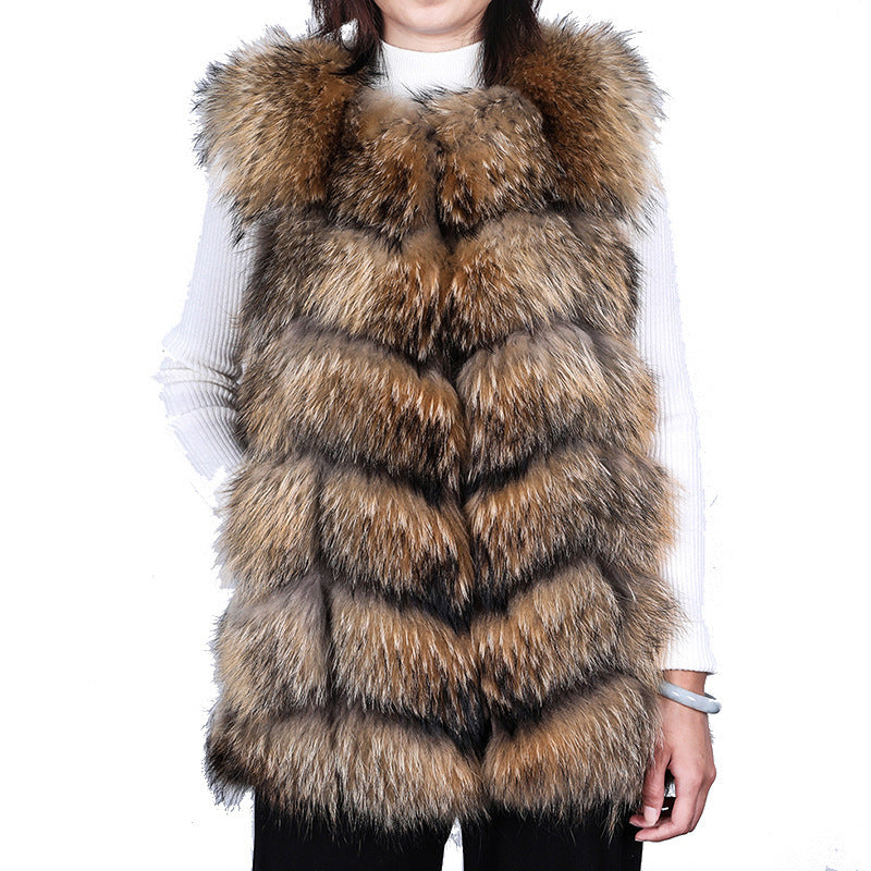 Seduction Styles Genuine Raccoon Fur Coat High-end