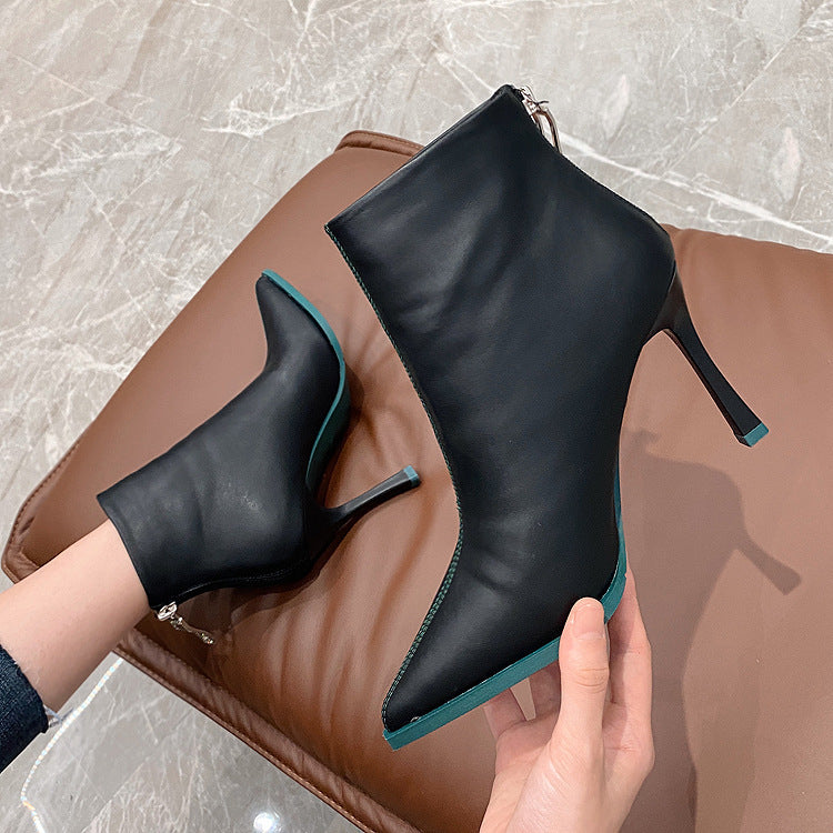 Seduction Styles All-match Stiletto Pointed High-heeled Ankle Boots