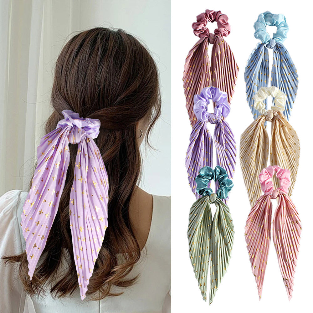 Cute Silk Ponytail Hair Loop Hair Band Hair Accessories Floral Headrope Retro Elastic Printed Hair Rope Women Girl