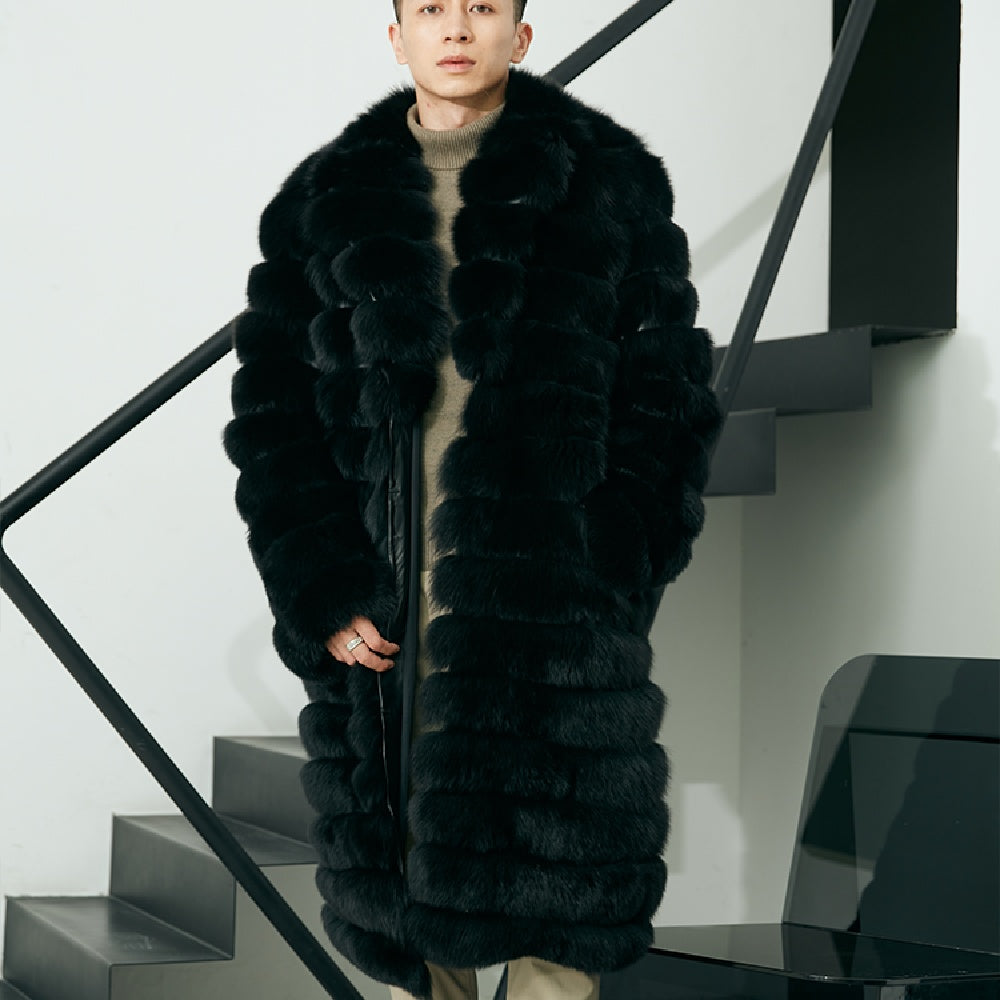 Seduction Styles Men's Real Fur Long Fur Coat Winter