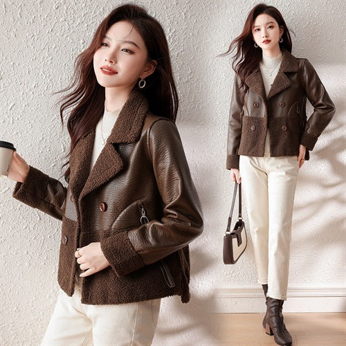 Seduction Styles Genuine Leather Fur Coat Winter Loose Plus Size Jacket For Women