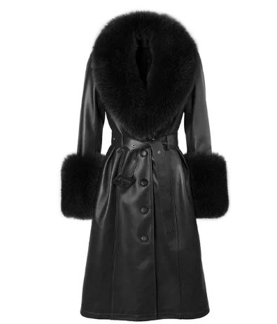 Seduction Styles Slim-fit Genuine Leather Real Fox Fur Coat