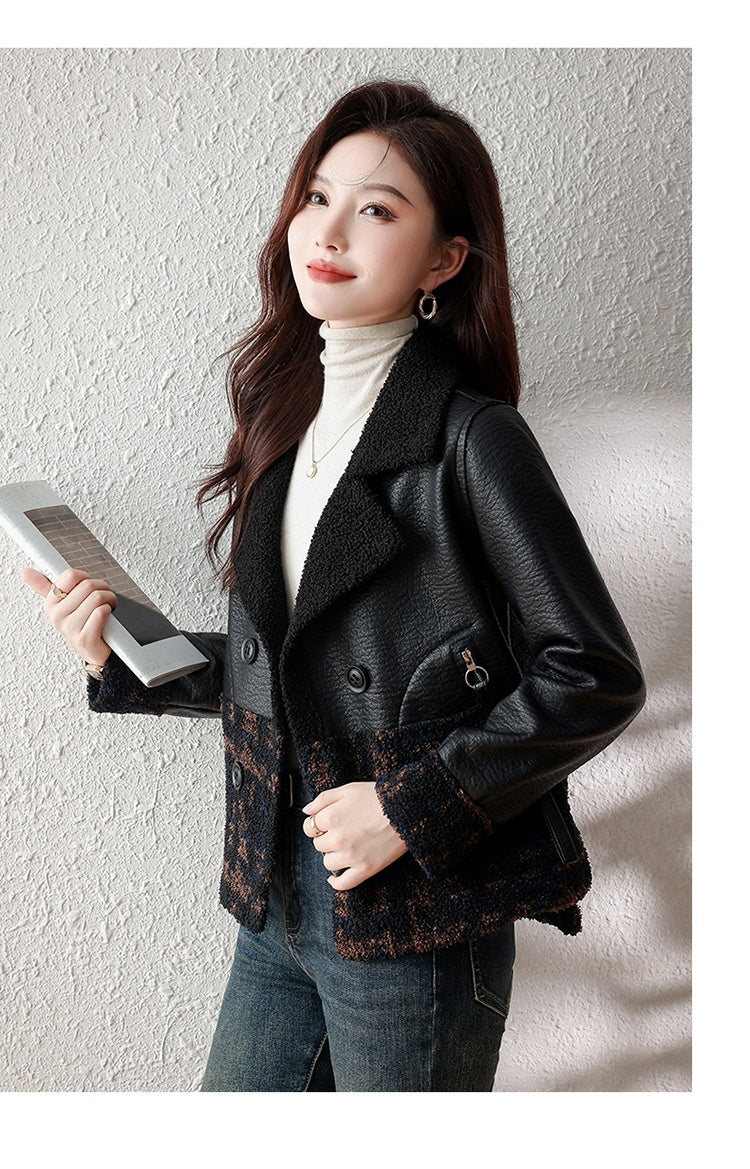 Seduction Styles Genuine Leather Fur Coat Winter Loose Plus Size Jacket For Women