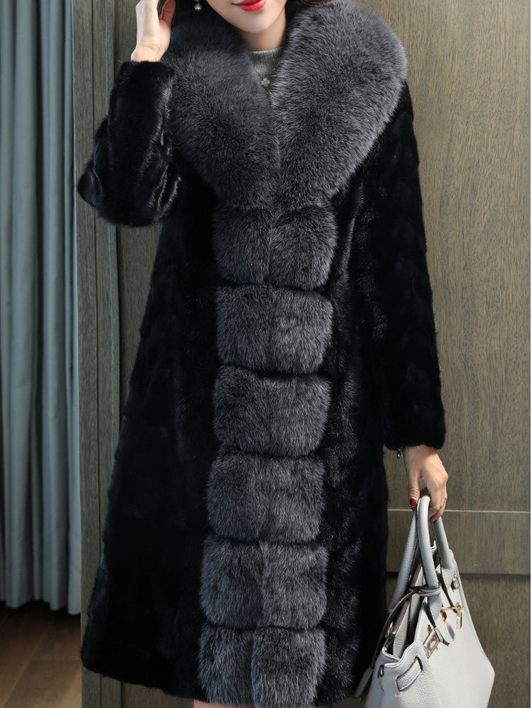 Seduction Styles Real Fox Fur Collar Mink Women's Coat