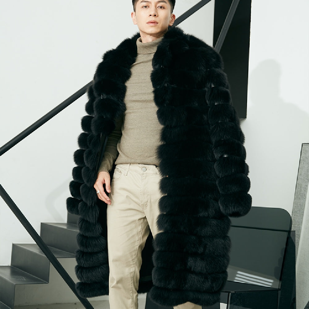 Seduction Styles Men's Real Fur Long Fur Coat Winter