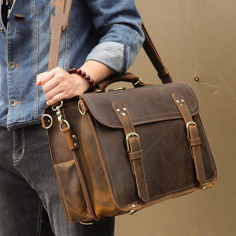 Genuine Leather Men's Bag Genuine Leather Retro Men's One-shoulder Messenger Bag