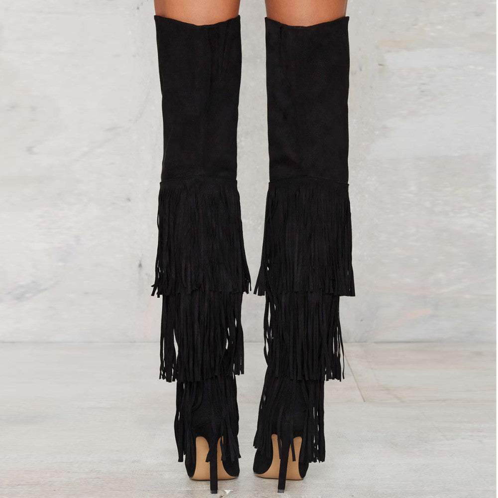 Seduction Styles  Fringed High Heel Over The Knee Boots